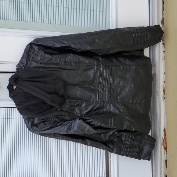 Hooded Faux Leather Jacket - Picture 2 of 4